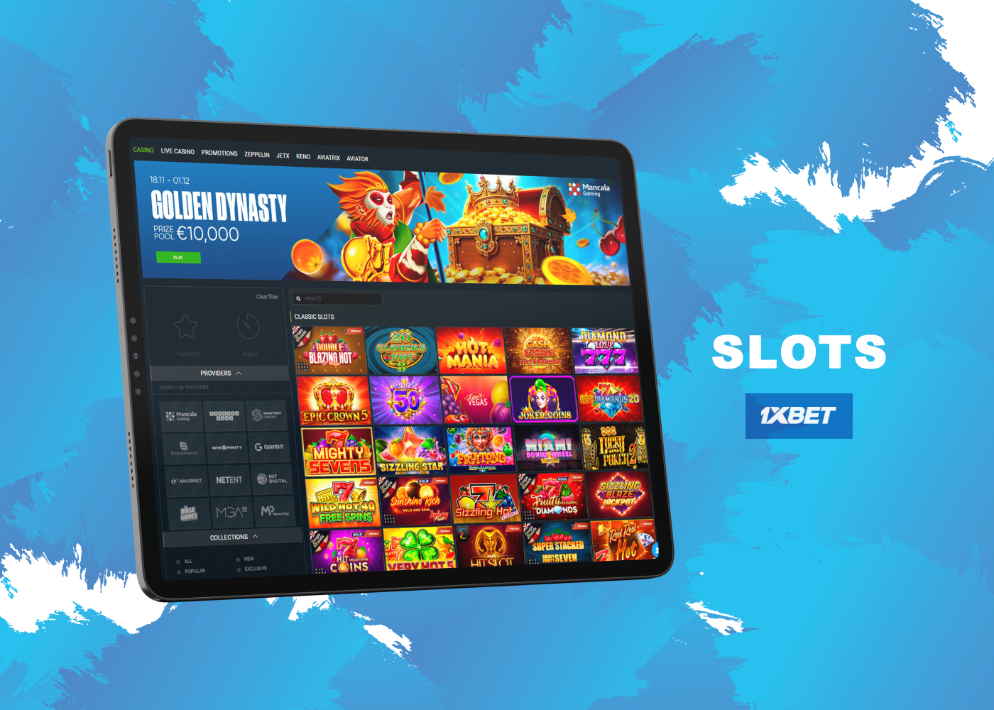 Slots is a broad category of games at 1xBet India